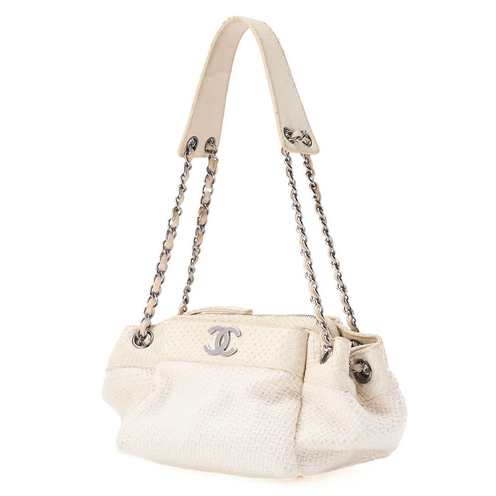 Chanel Coco Mark Python White Chain Shoulder Bag - image 2